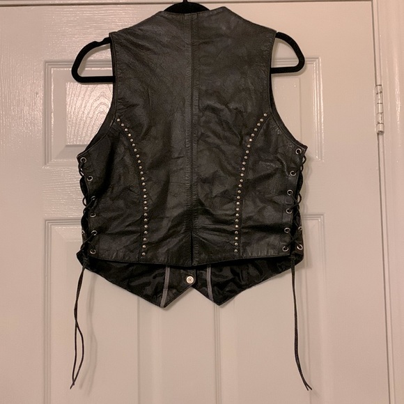 Studded Leather Biker Vest - Picture 2 of 8